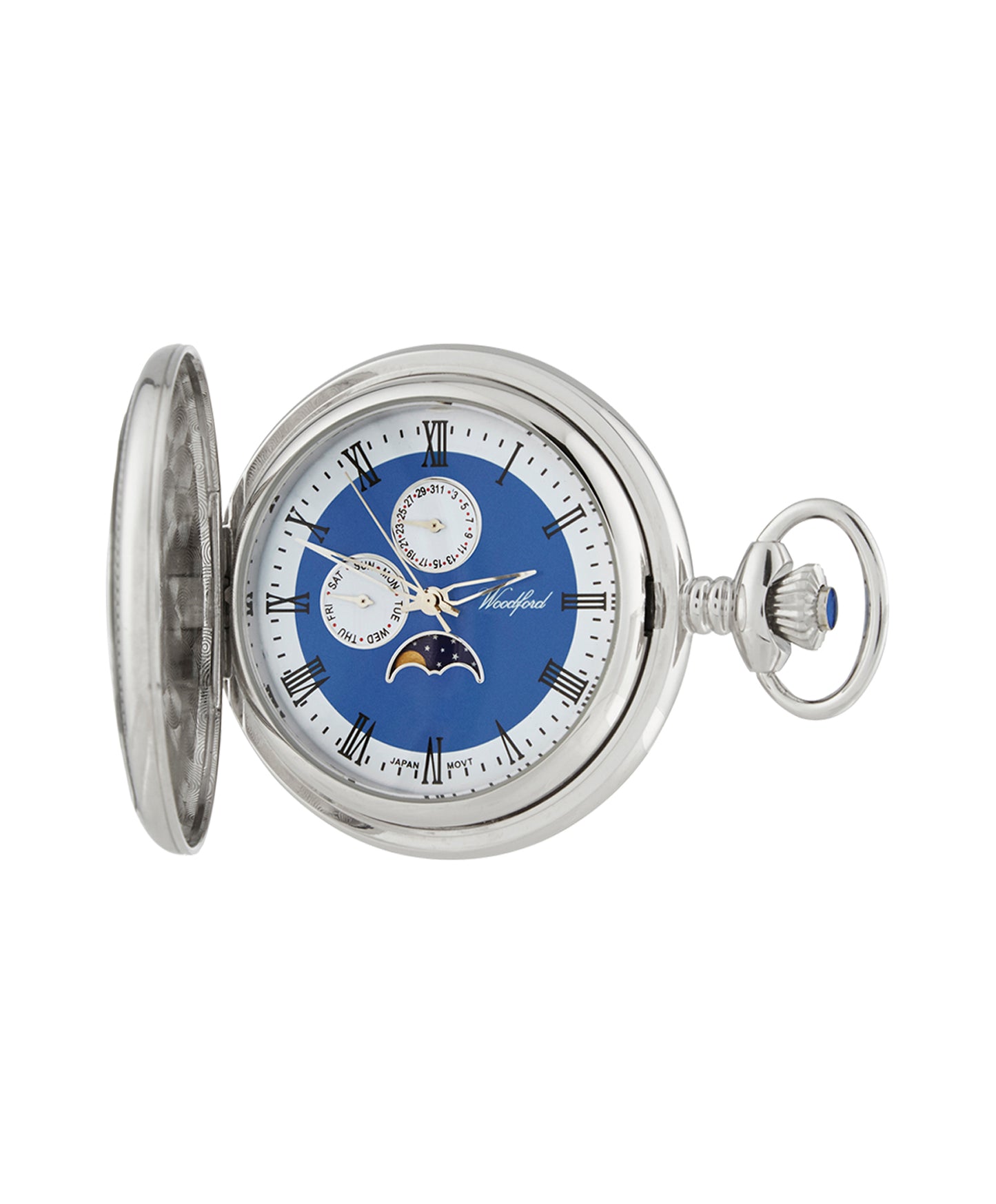 Chrome Quartz Pocket Watch With Chain - John Ross Jewellers