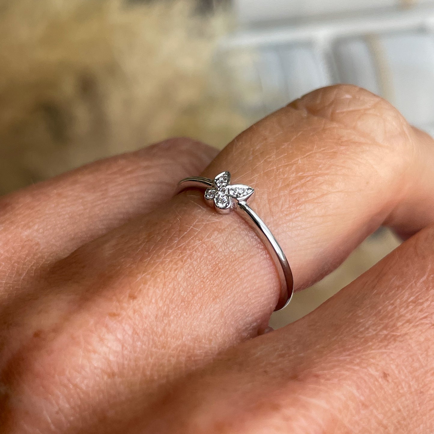 18ct White Gold Diamond Butterfly Ring | 0.03ct - John Ross Jewellers