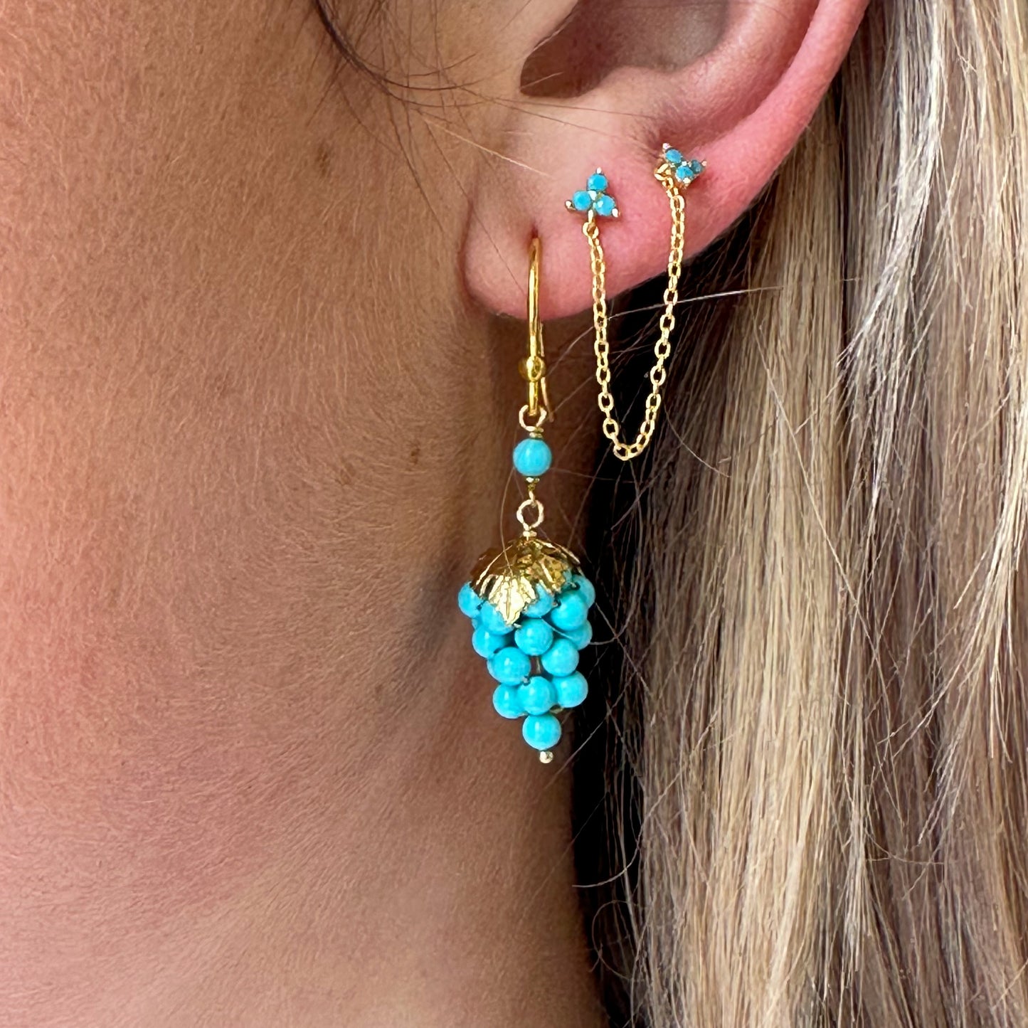 Grape Drop Earrings - Turquoise - John Ross Jewellers