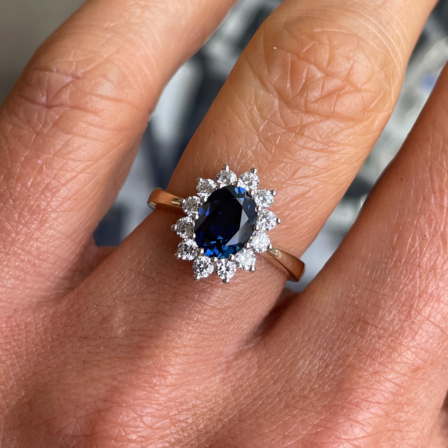 9ct Gold Created Sapphire & CZ Ring - John Ross Jewellers