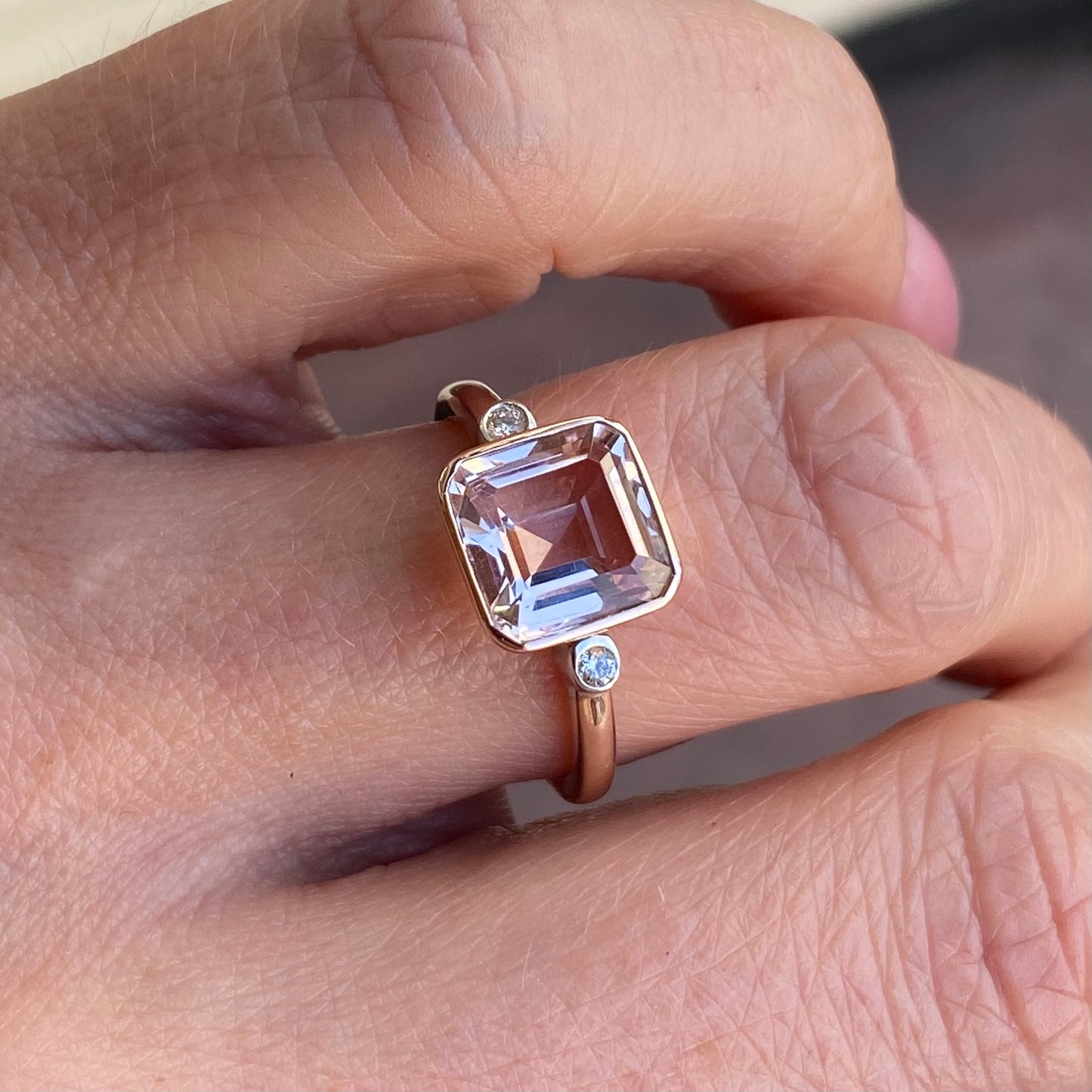 9ct Rose Gold Morganite & Diamond Ring - John Ross Jewellers