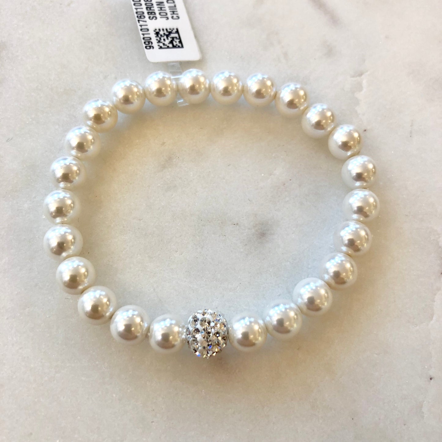 Kids Crystal Ball Stretch Pearl Bracelet - John Ross Jewellers