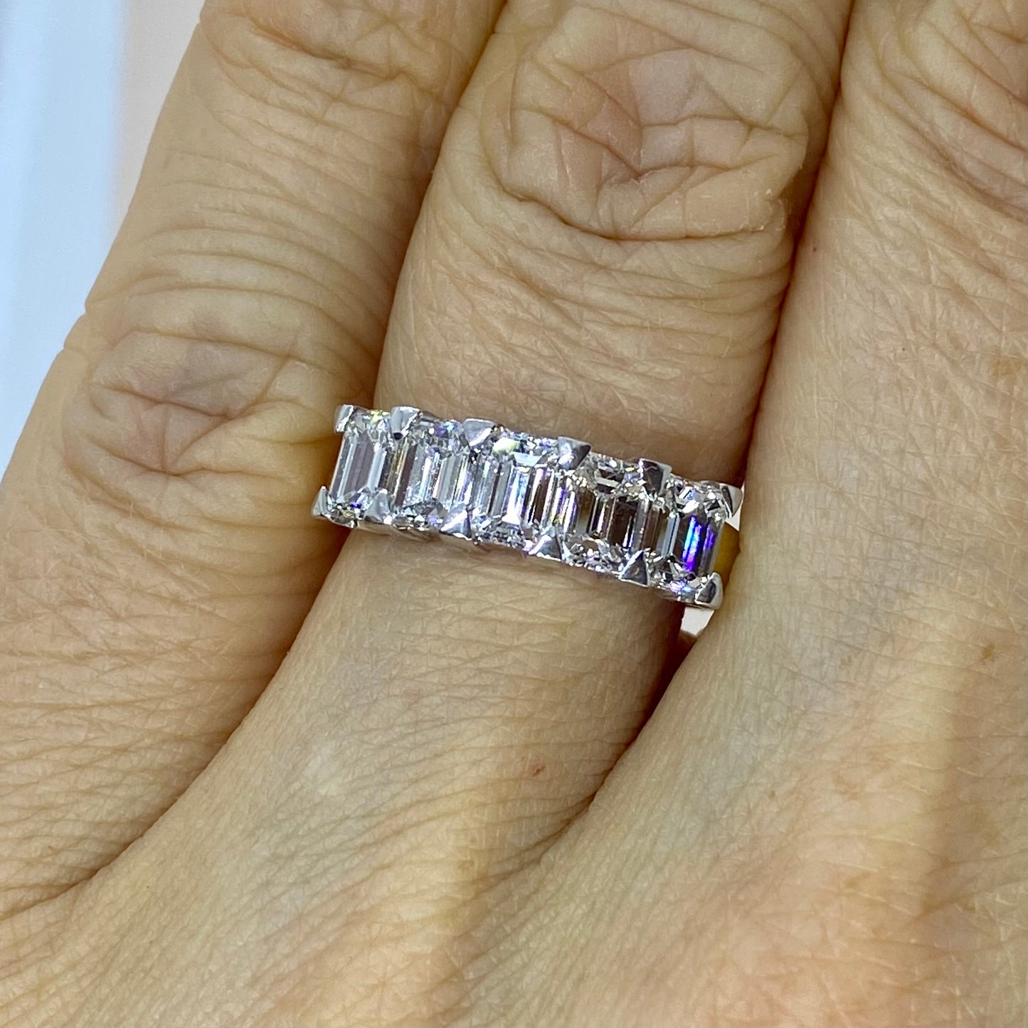 18ct Gold 2.20ct Five Stone Emerald Cut Diamond Eternity Ring - John Ross Jewellers