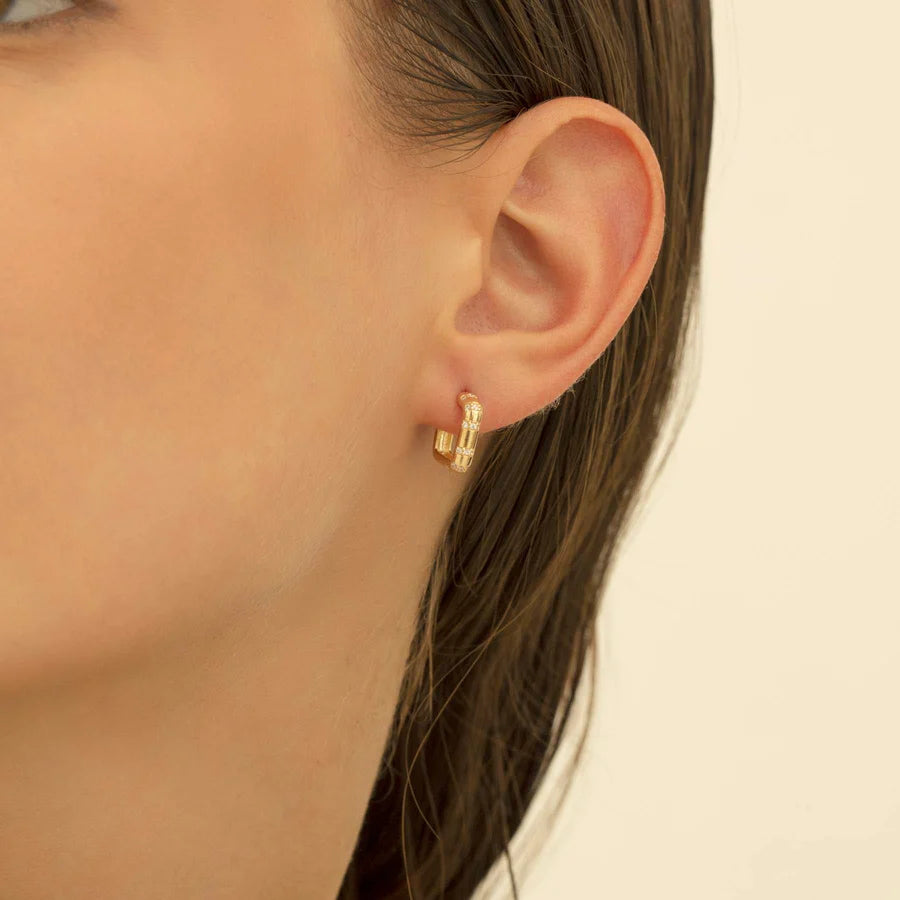 Sunshine Square CZ Hoop Earrings | 12mm - John Ross Jewellers