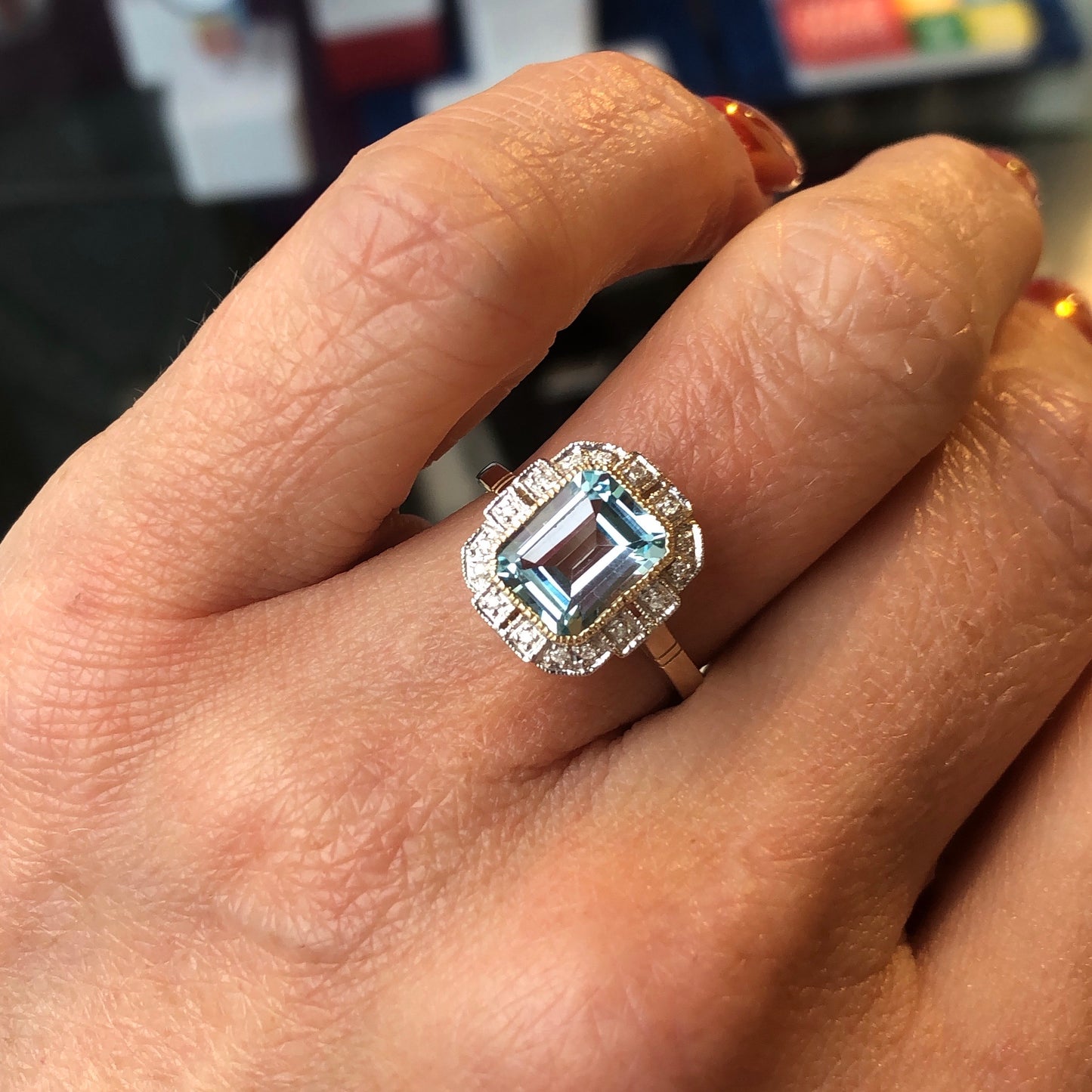 9ct Gold Blue Topaz & Diamond Ring - John Ross Jewellers