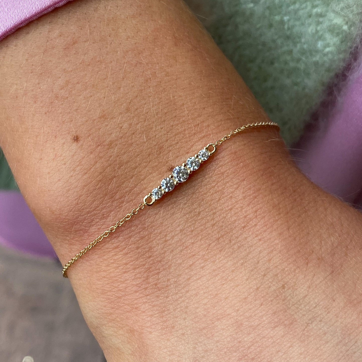 14ct Gold CZ Bar Bracelet - John Ross Jewellers