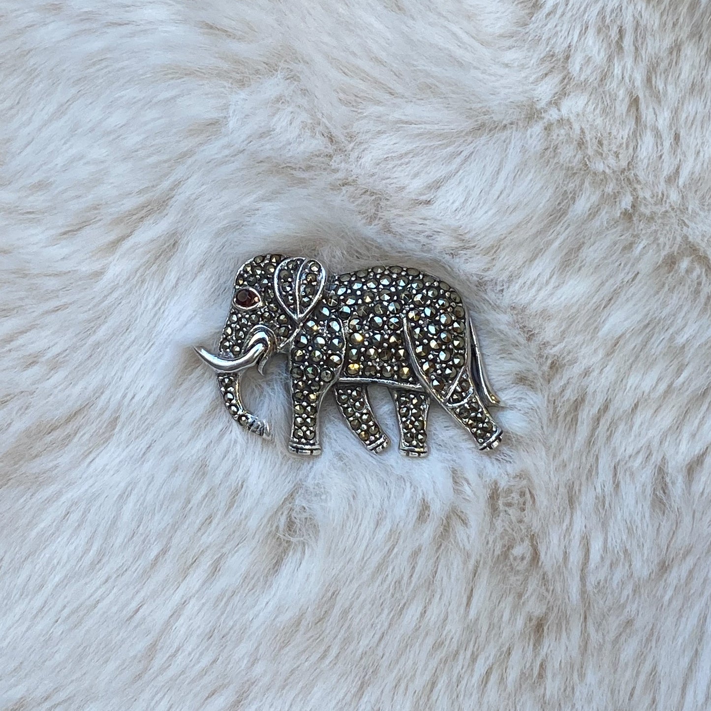 Silver Marcasite Elephant Brooch - John Ross Jewellers