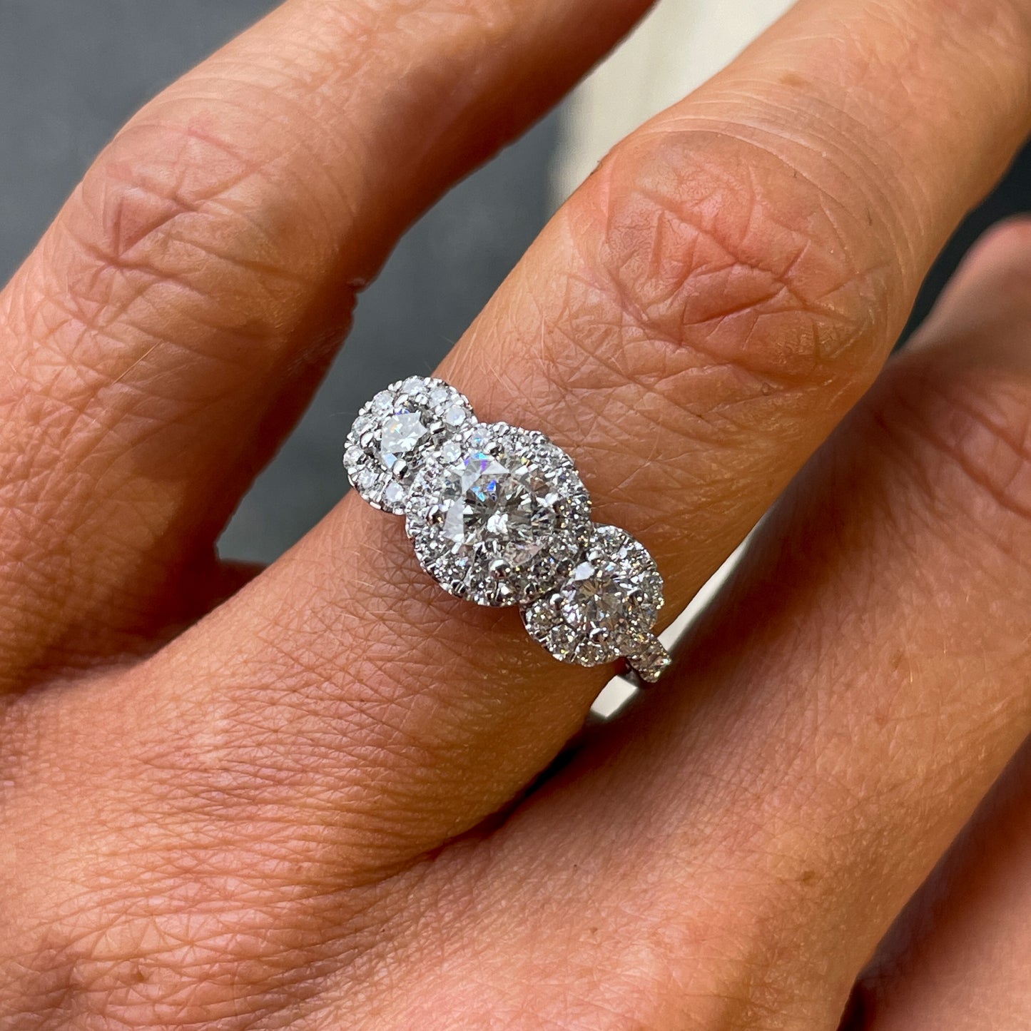 Platinum 1.74ct Diamond Trilogy Garland Ring | Diamond Shoulders - John Ross Jewellers