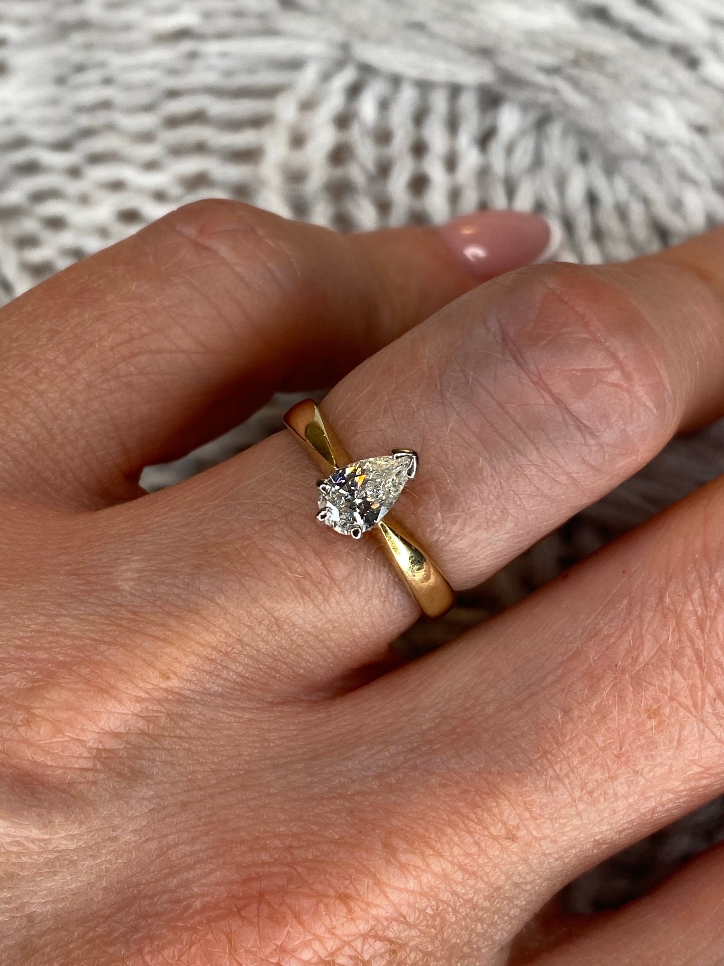 18ct Gold Pear Cut Diamond Solitaire Engagement Ring 0.51ct - John Ross Jewellers