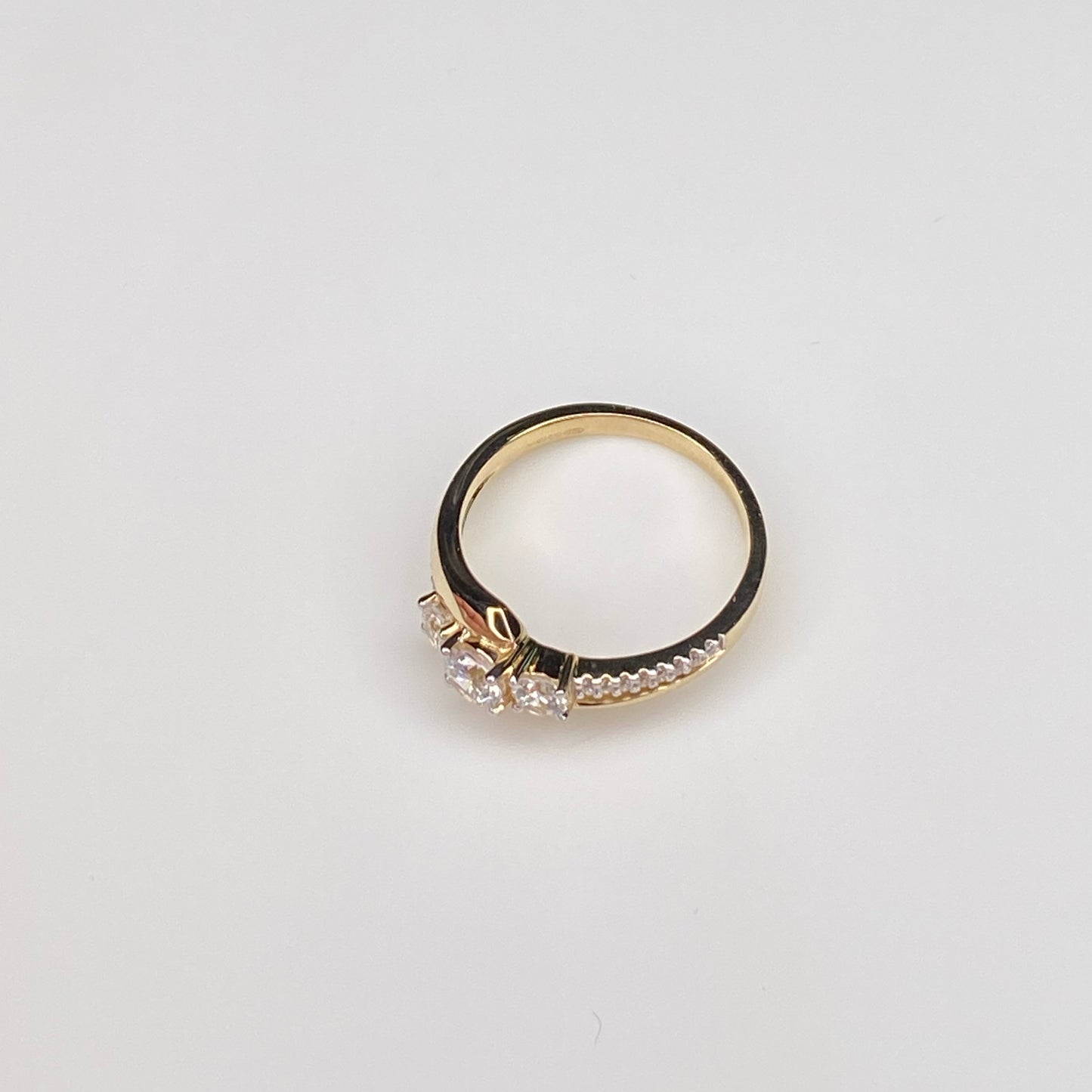 9ct Gold CZ Trilogy Ring - Twist - John Ross Jewellers