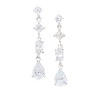 Silver CZ Drop Earrings - John Ross Jewellers