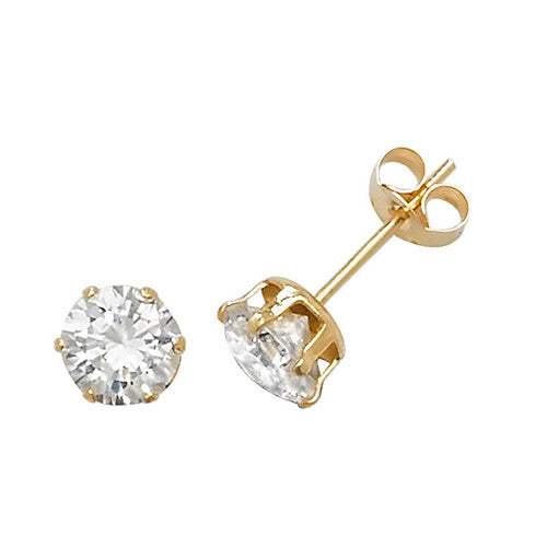 9ct Gold Claw-set 5mm CZ Earrings - John Ross Jewellers
