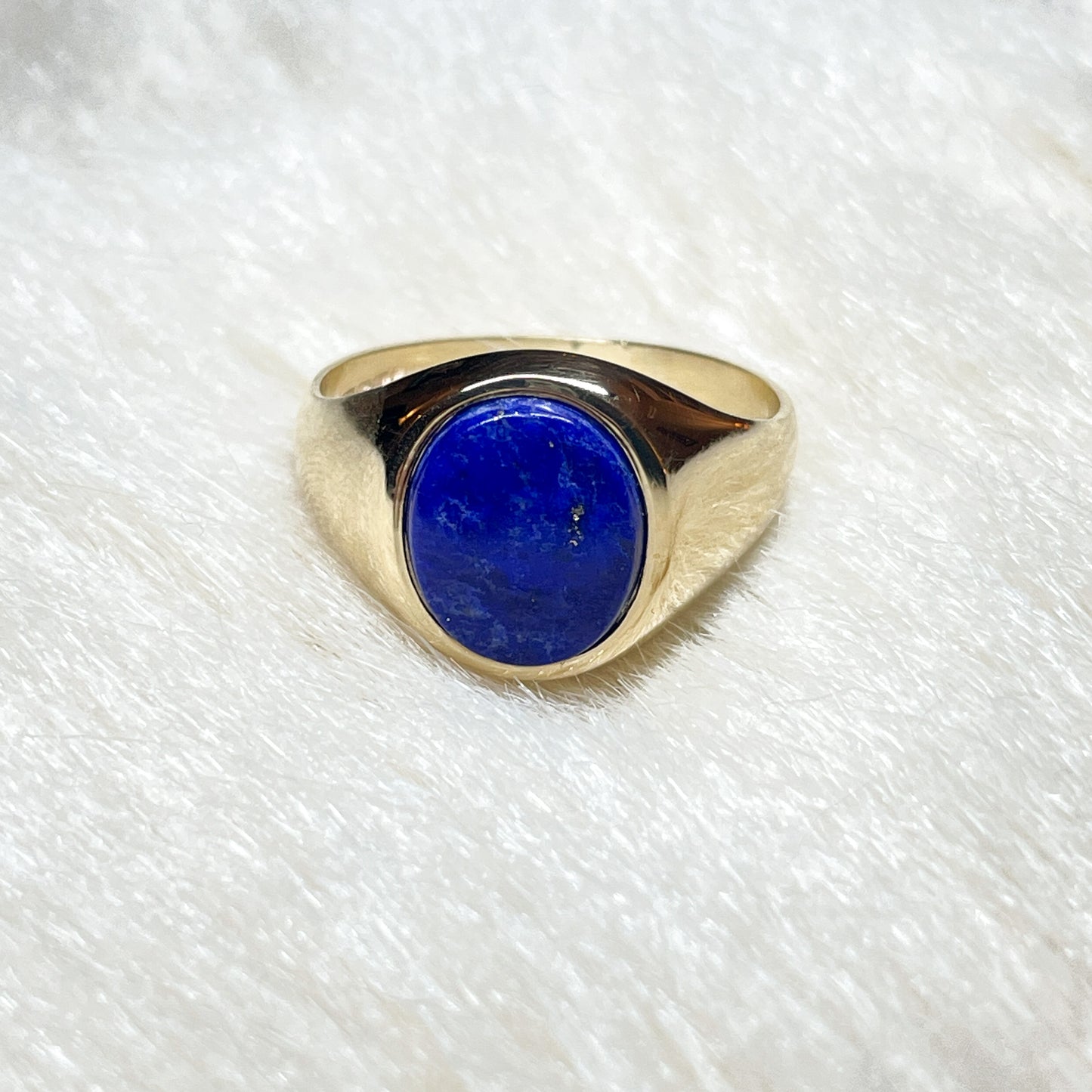 9ct Gold Gents Lapis Lazuli Ring - Oval - John Ross Jewellers