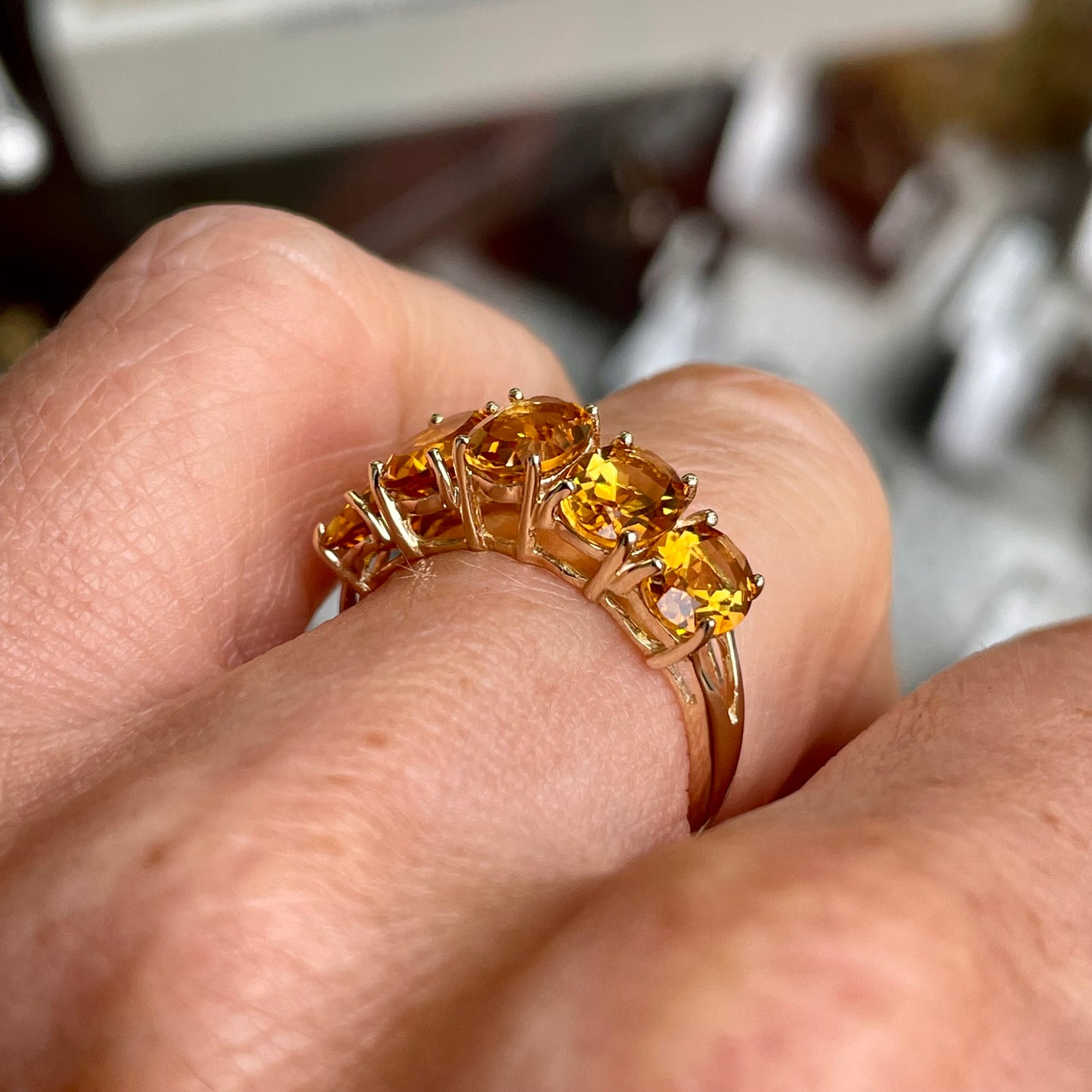9ct Gold Yellow Topaz Stepped Ring - John Ross Jewellers