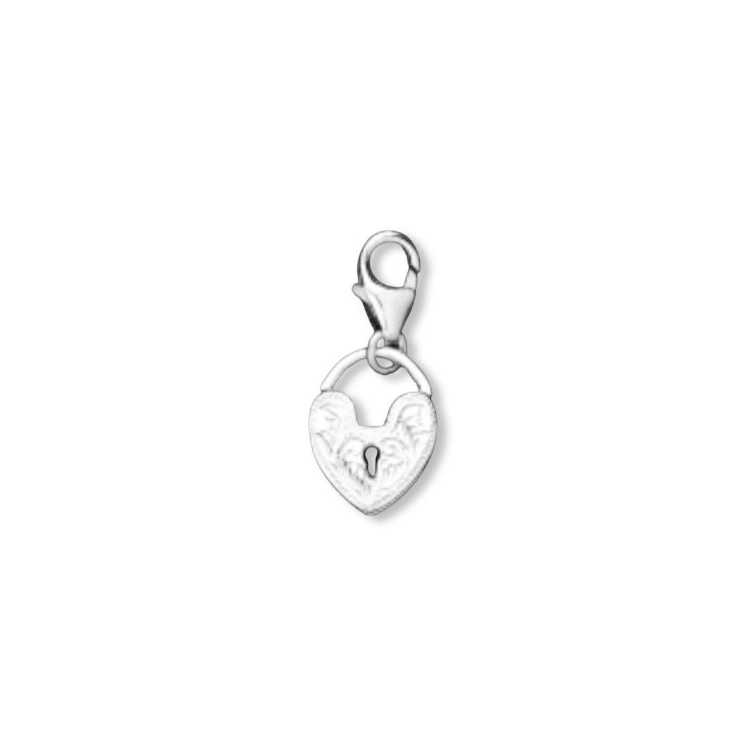 Silver Engraved Padlock Charm - John Ross Jewellers