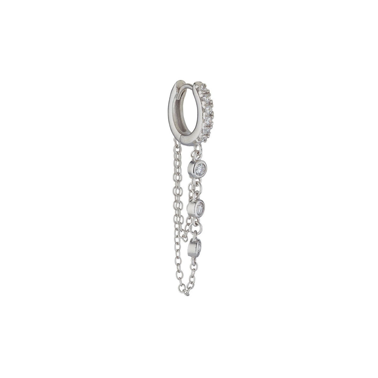 Ear Candy Trilogy Chain CZ Huggie Earring - John Ross Jewellers