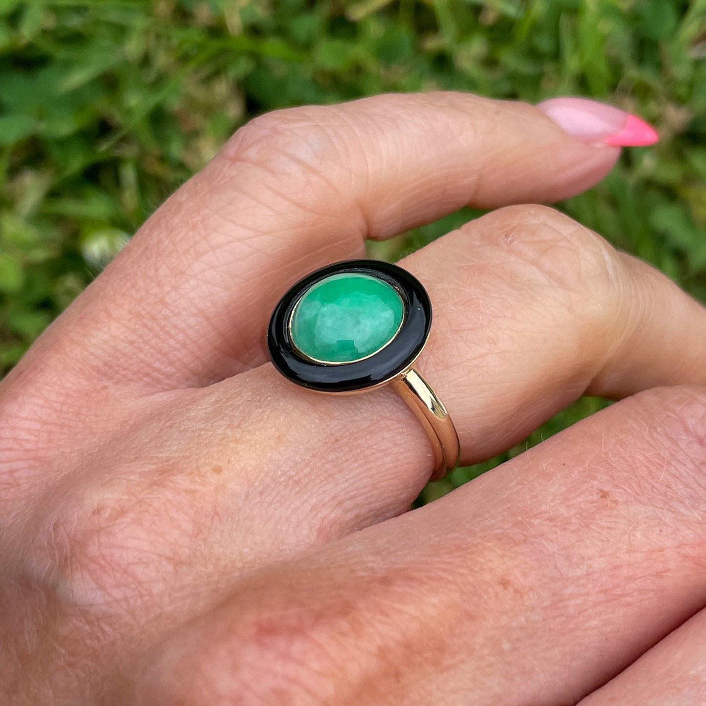 9ct Gold Jade & Onyx Ring - John Ross Jewellers