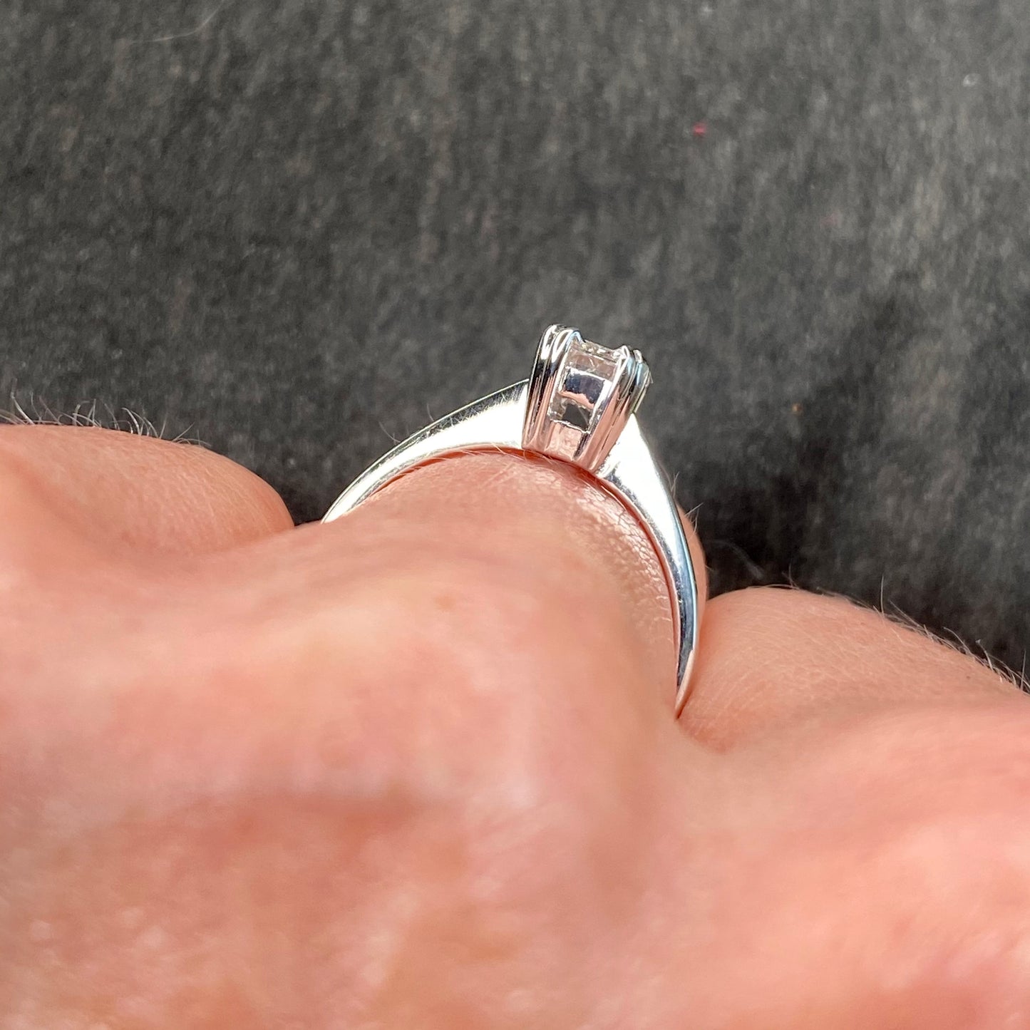 18ct White Gold Emerald Cut Diamond Solitaire Engagement Ring 0.71ct - John Ross Jewellers