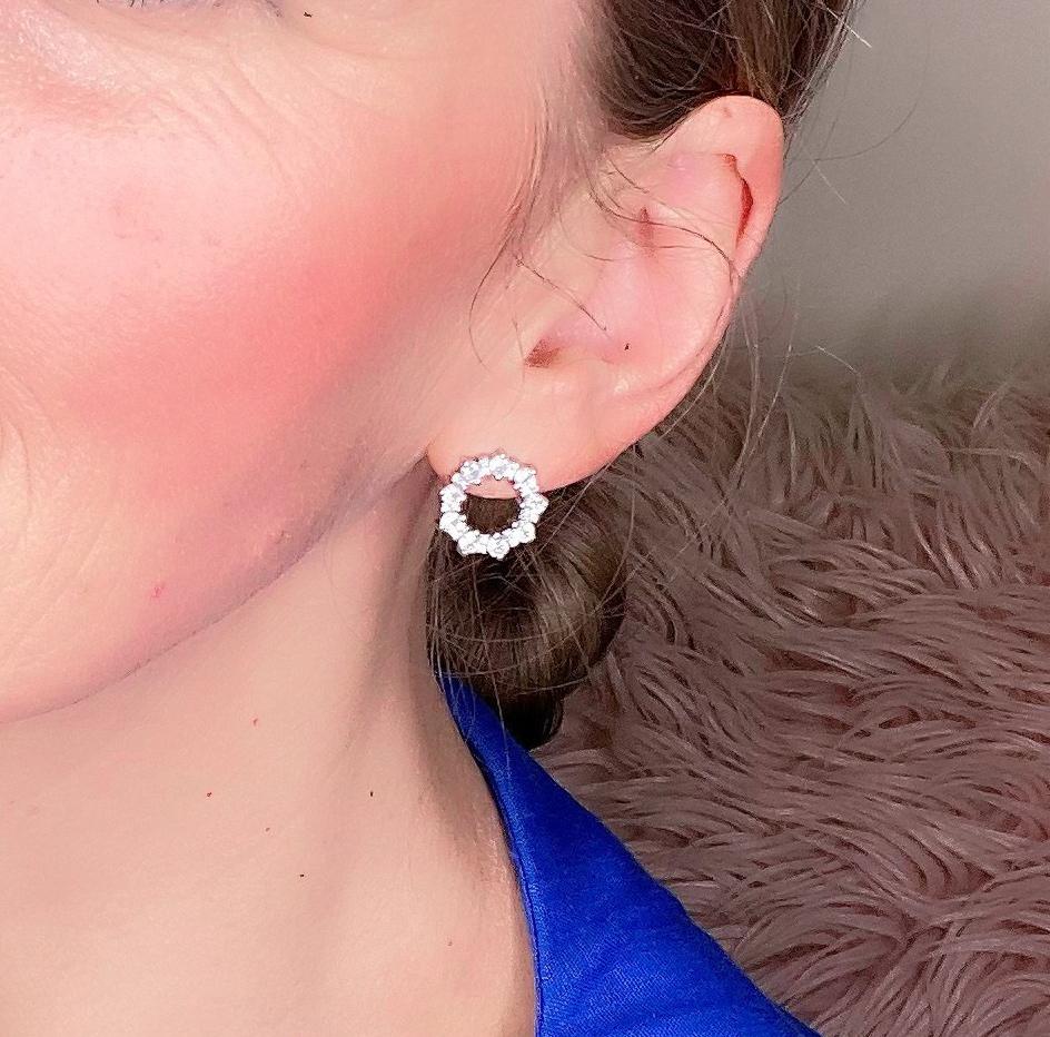 Silver CZ Large Open Circle Stud Earrings - John Ross Jewellers