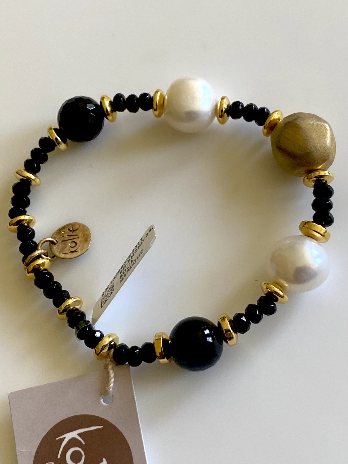 Onyx & Pearl Stretch Bracelet - John Ross Jewellers