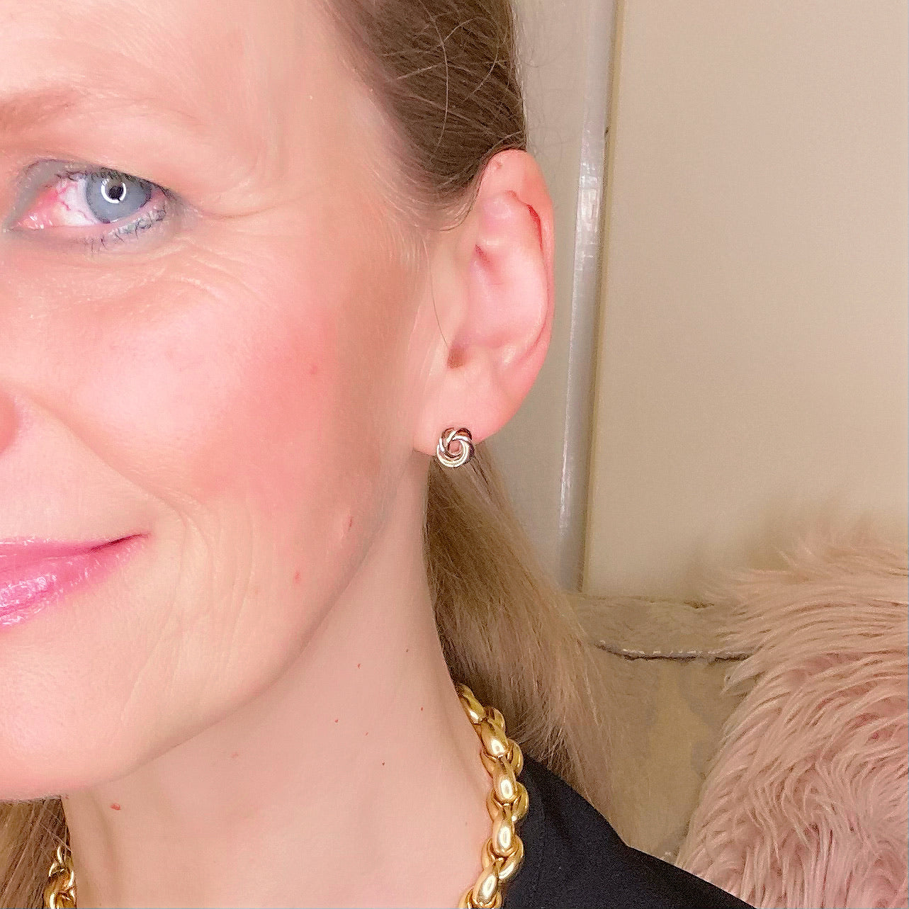 9ct Gold Knot Earrings - Two Tone - John Ross Jewellers