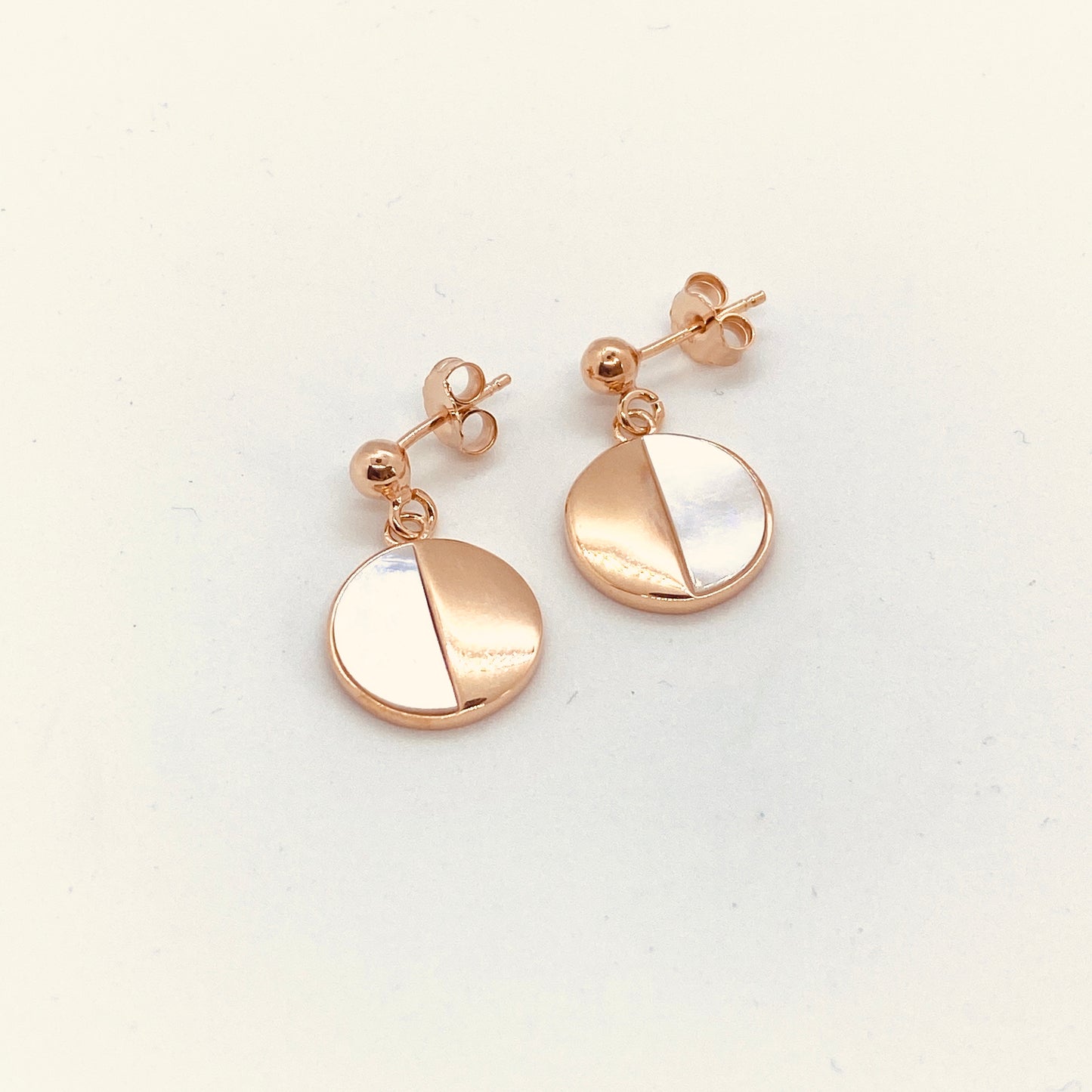 Rose Mother of Pearl Round Drop Earrings - John Ross Jewellers