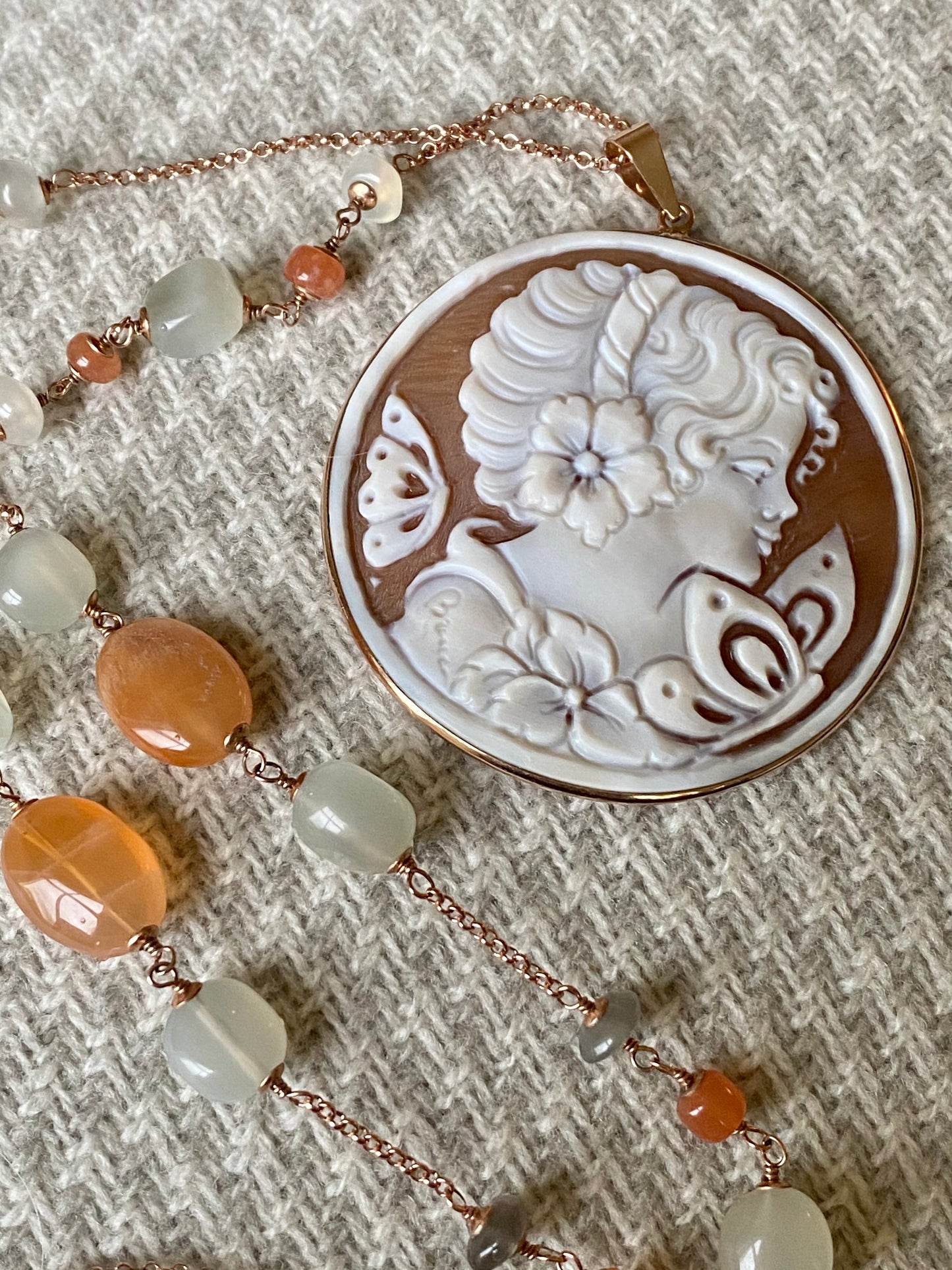 9ct Rose Gold Cameo & Semi Precious Necklace - John Ross Jewellers