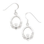 Silver Claddagh Drop Earrings - John Ross Jewellers