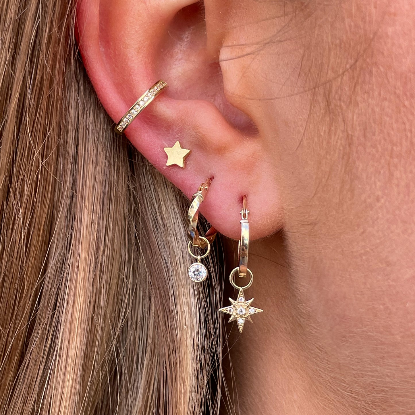 9ct Gold Classic Skinny Hoop Earrings | 15mm - John Ross Jewellers