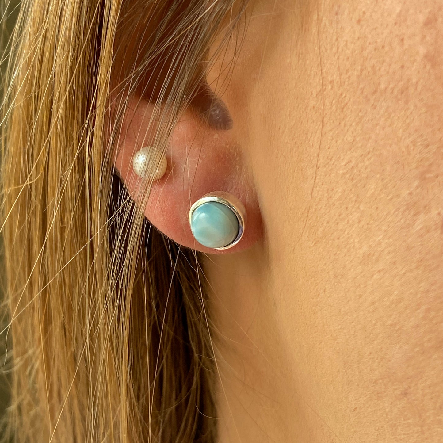 Silver Larimar Stud Earrings - John Ross Jewellers