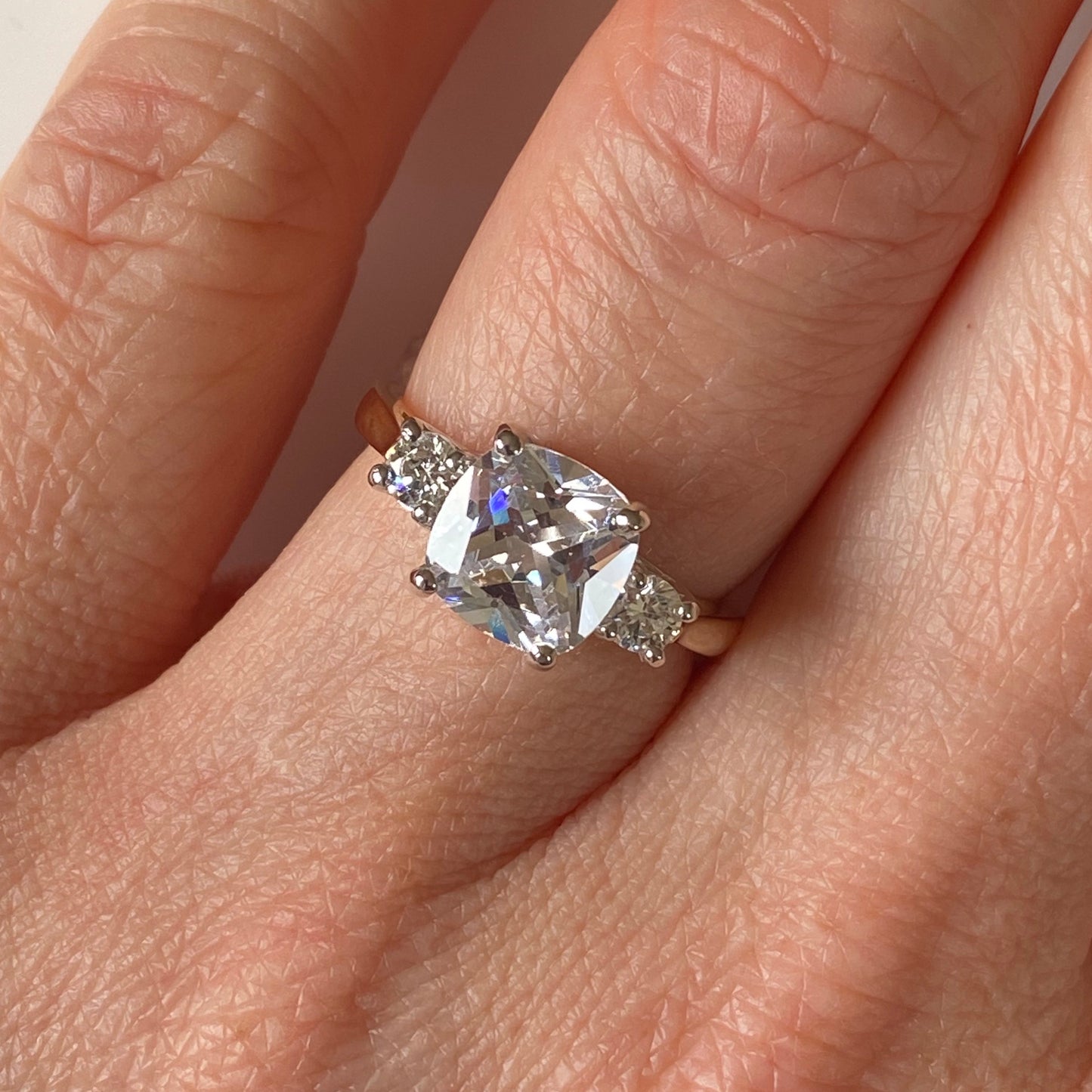 9ct Gold CZ Three Stone Ring - John Ross Jewellers