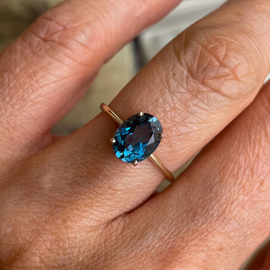 9ct Gold Oval Solitaire Ring - London Blue Topaz - John Ross Jewellers