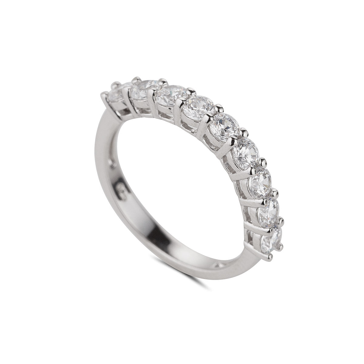 Silver Nine Stone CZ Ring - John Ross Jewellers