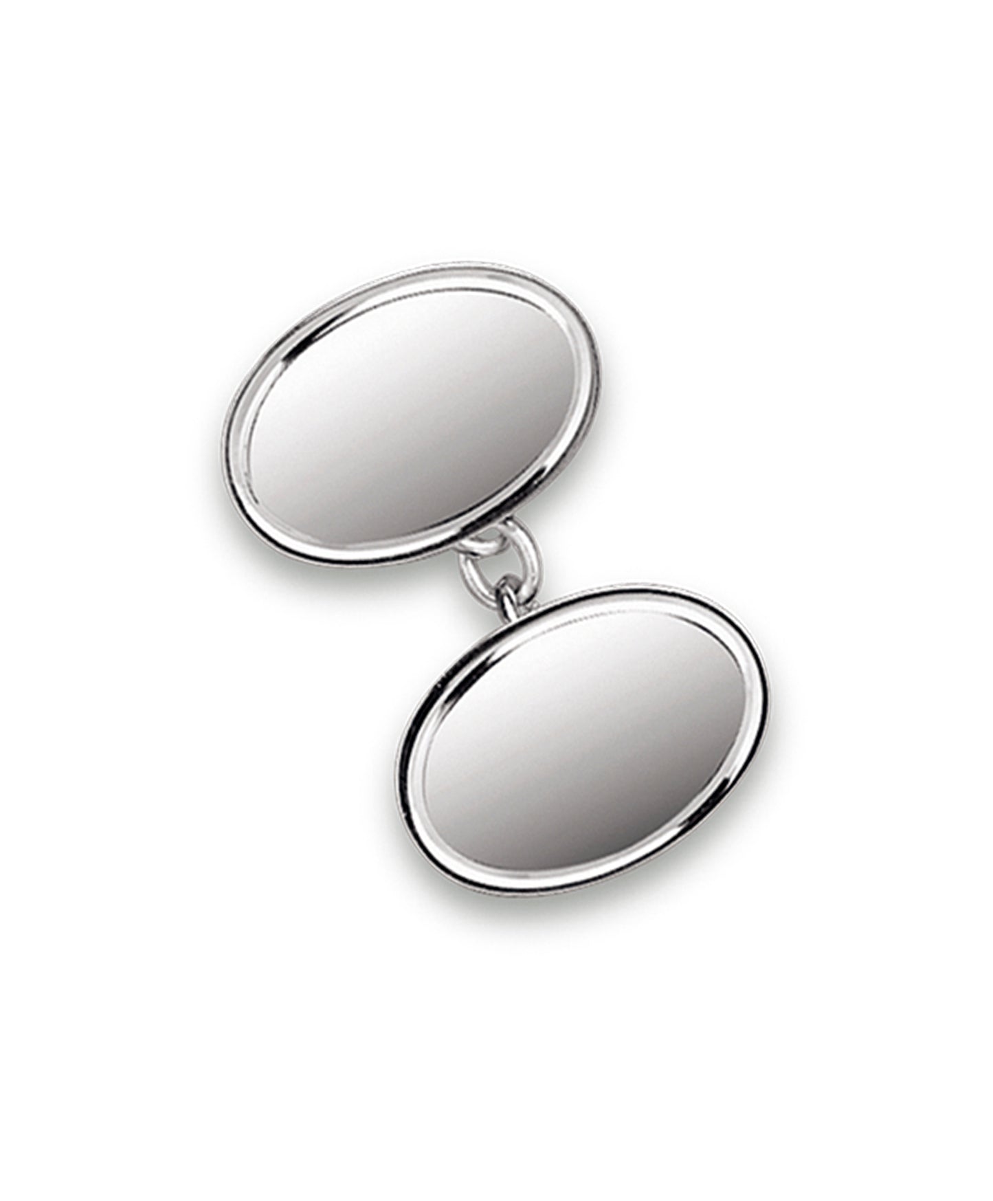 Silver Oval Chained Cuff Links - John Ross Jewellers