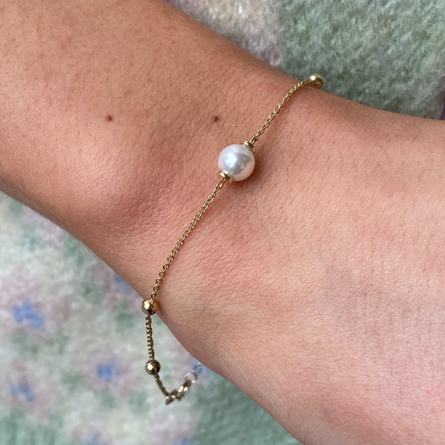 14ct Gold Pearl & Bead Station Bracelet - John Ross Jewellers