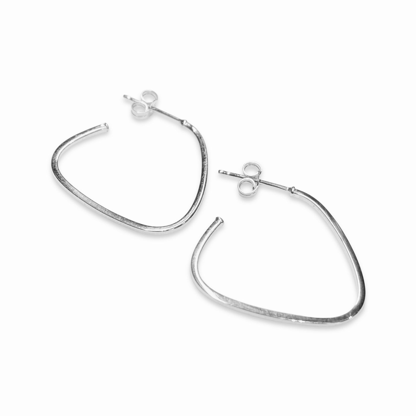 9ct White Gold Extra Skinny Shaped Hoop Earrings - John Ross Jewellers