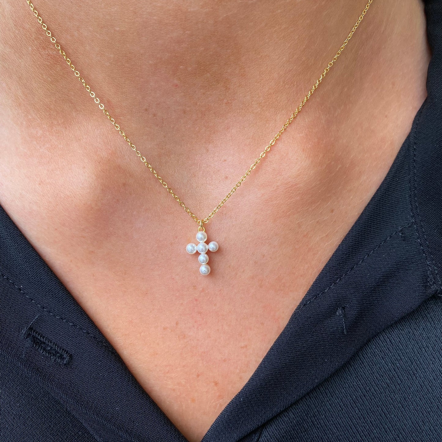SUNSHINE Pearl Cross Necklace - John Ross Jewellers