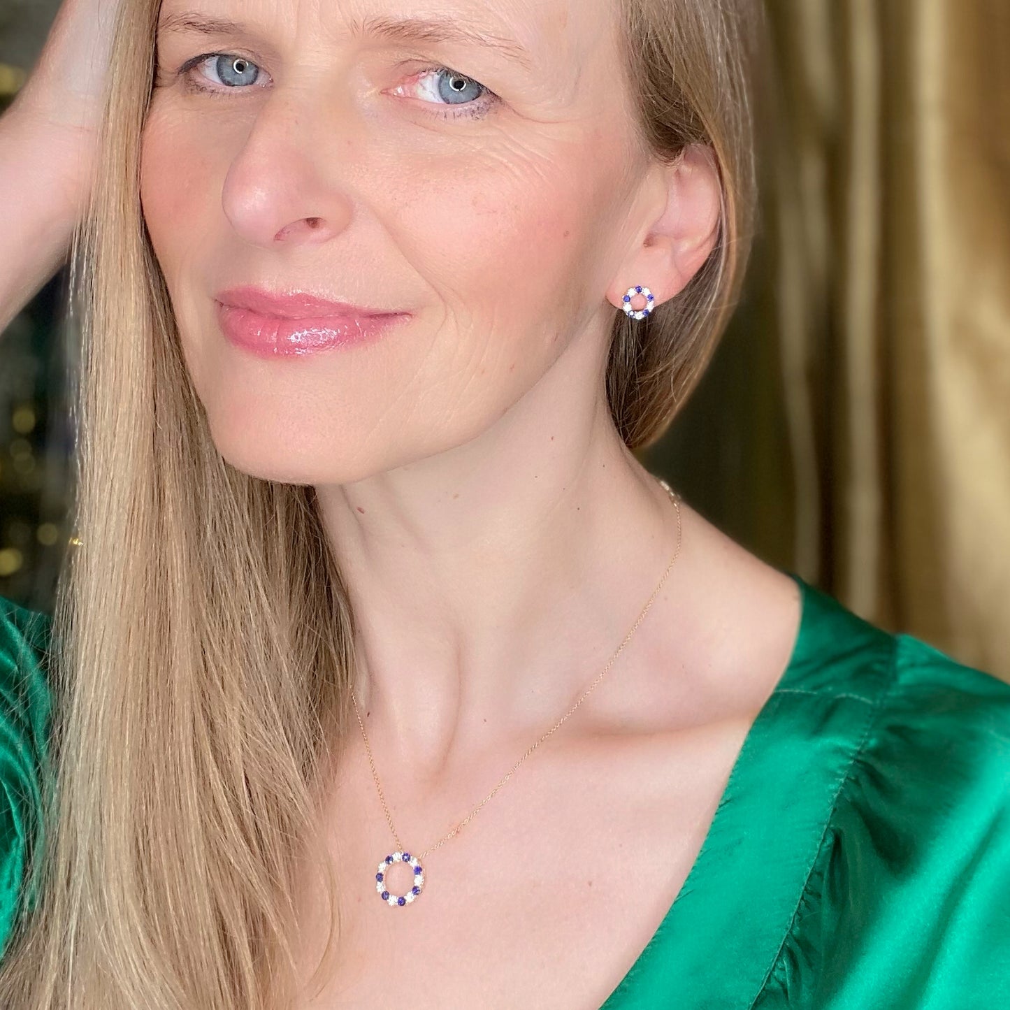 18ct Gold Sapphire & Diamond Eternity Stud Earrings - John Ross Jewellers