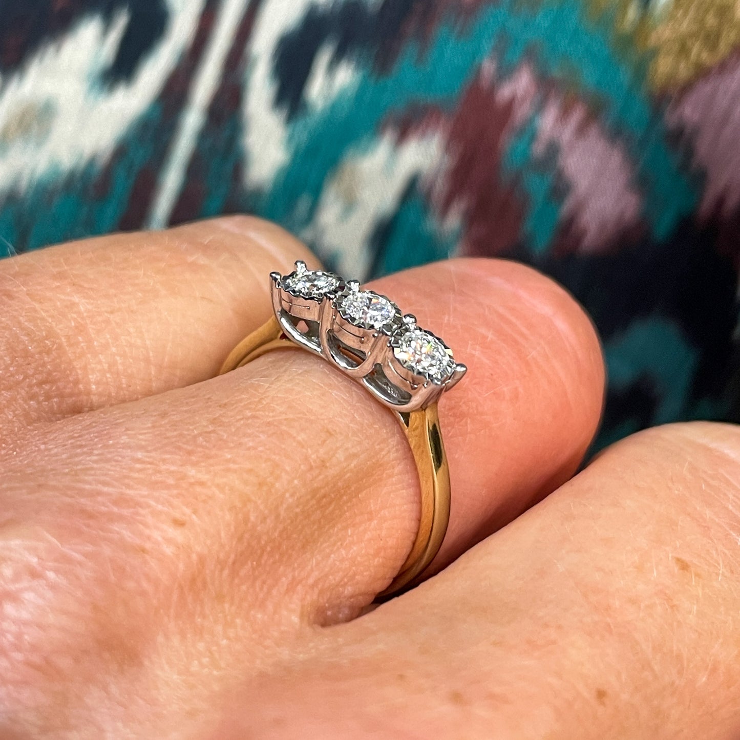 9ct Gold Trilogy Cluster Engagement Ring | 0.33ct - John Ross Jewellers