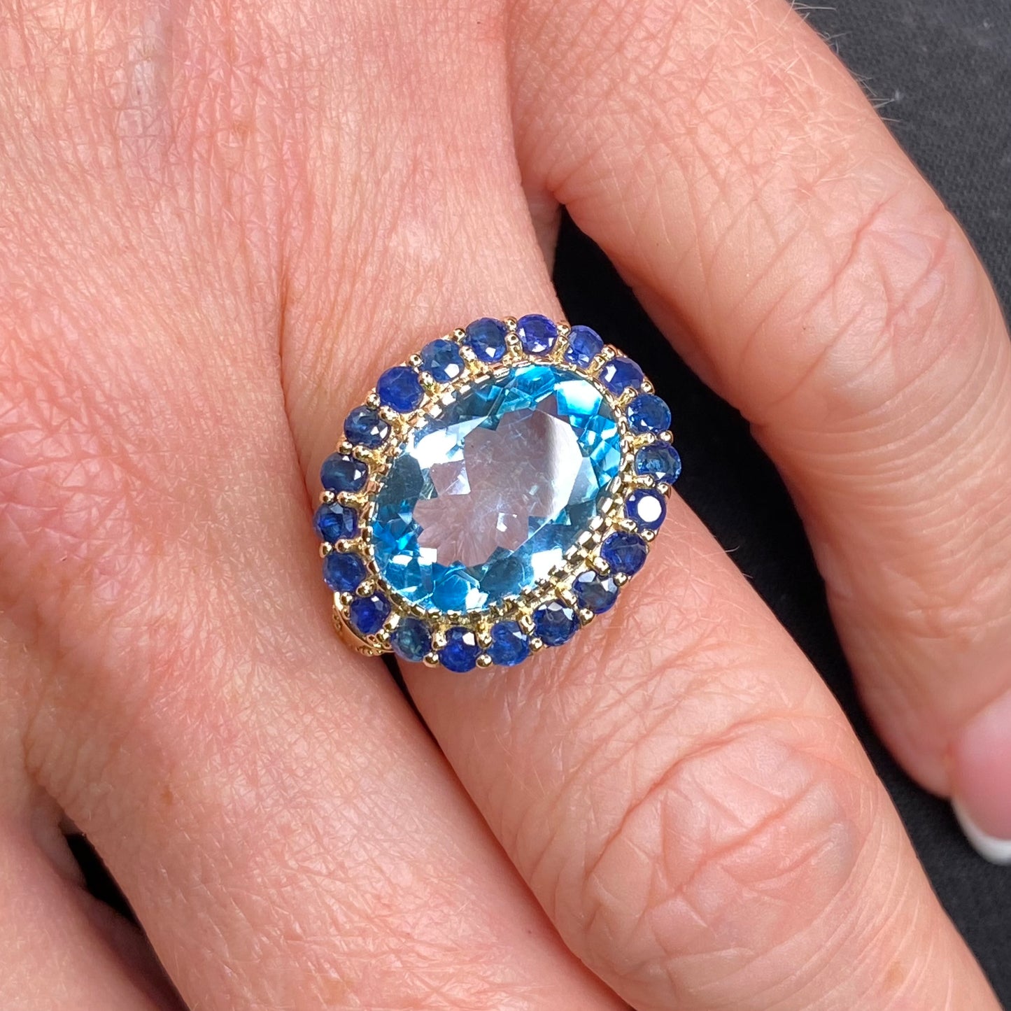 9ct Gold Blue Topaz & Sapphire Ring - John Ross Jewellers