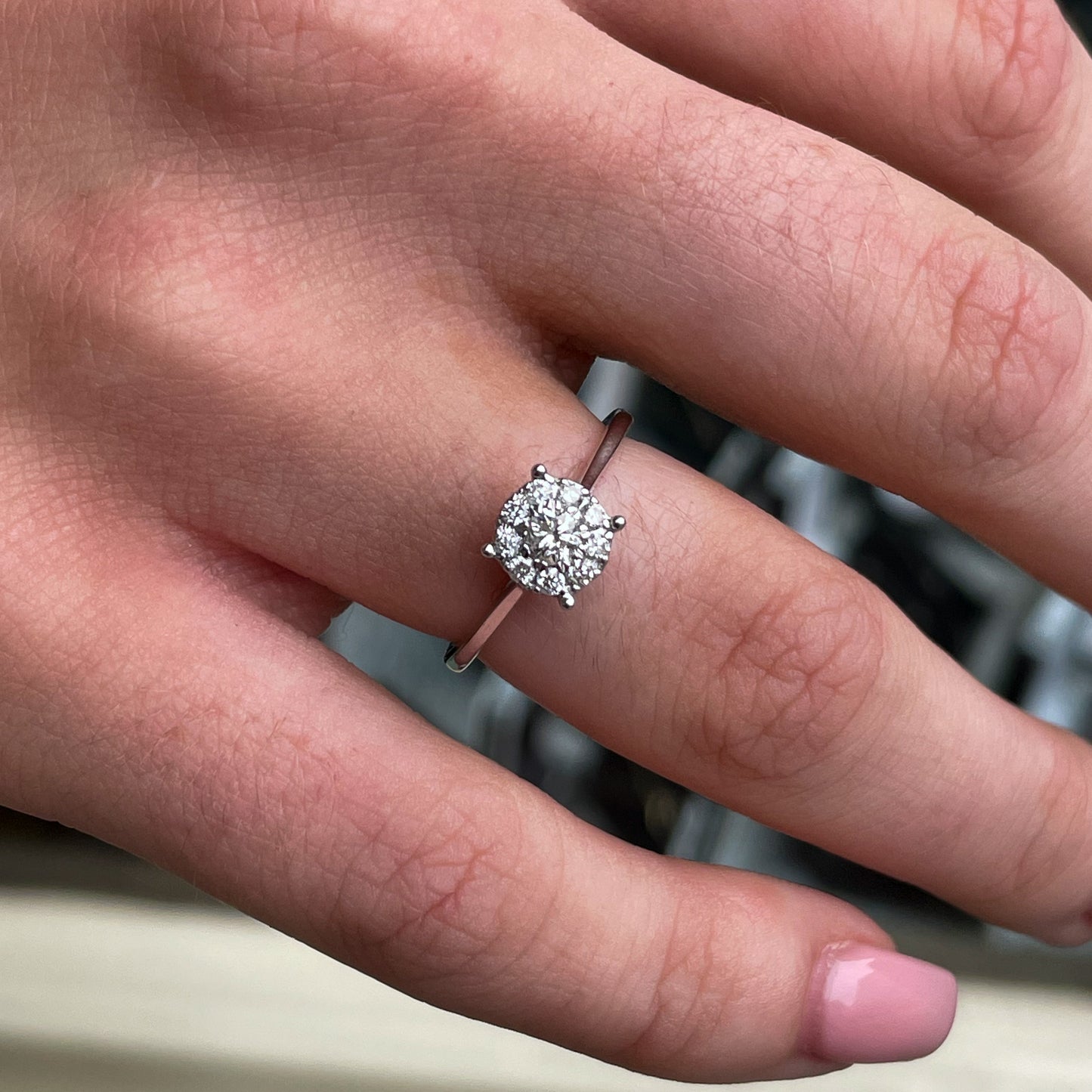 9ct White Gold 0.34ct GH SI2 Diamond Solitaire Cluster Ring - John Ross Jewellers