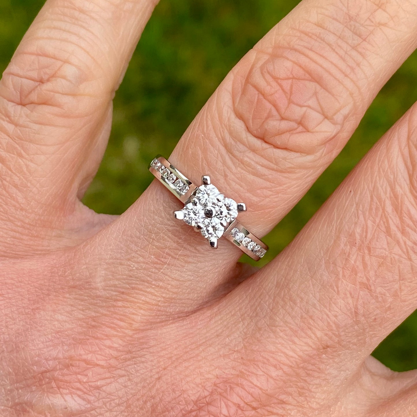 18ct White Gold Diamond Quattro Engagement Ring | 0.62ct - John Ross Jewellers