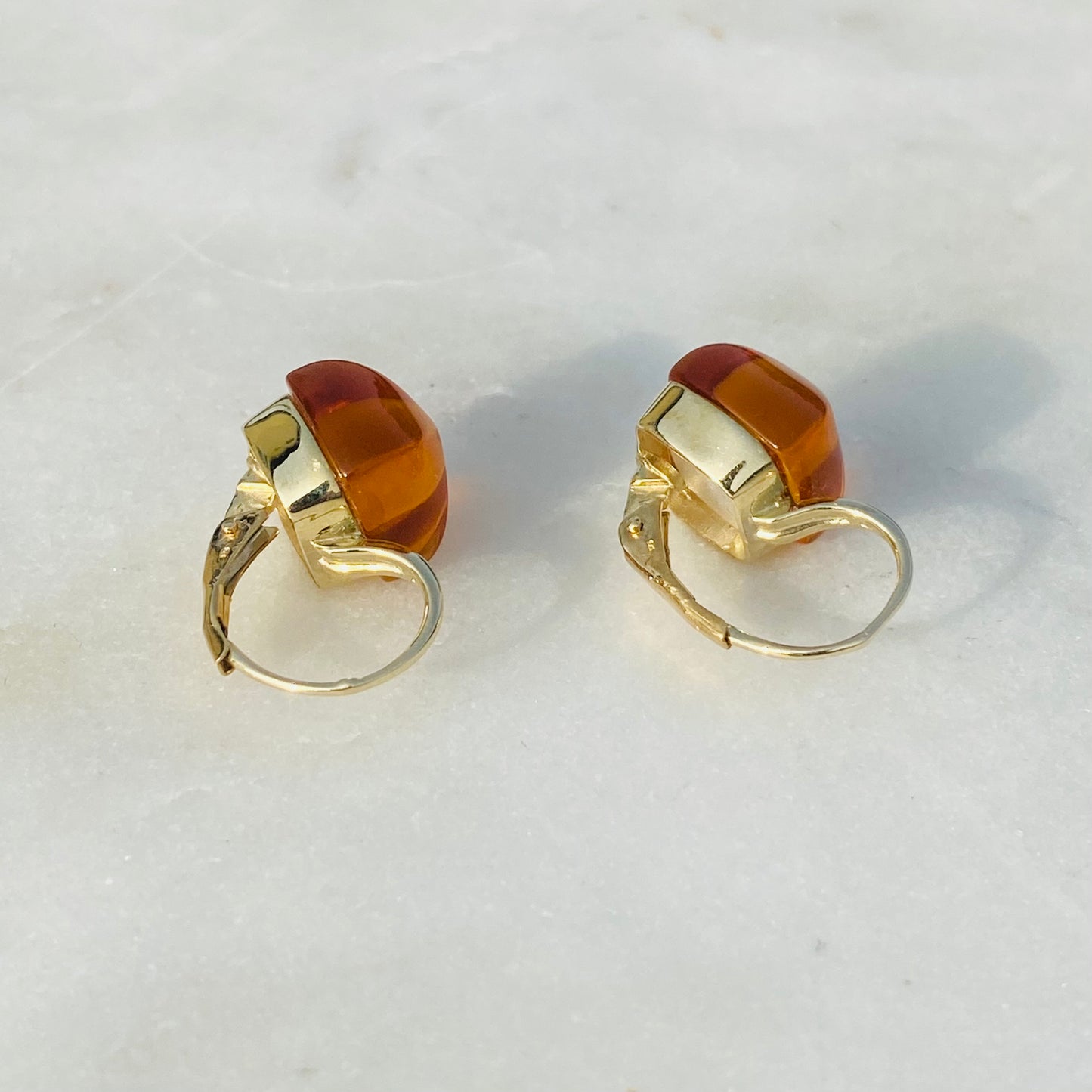 9ct Gold Orange Quartz Cube Earrings - John Ross Jewellers
