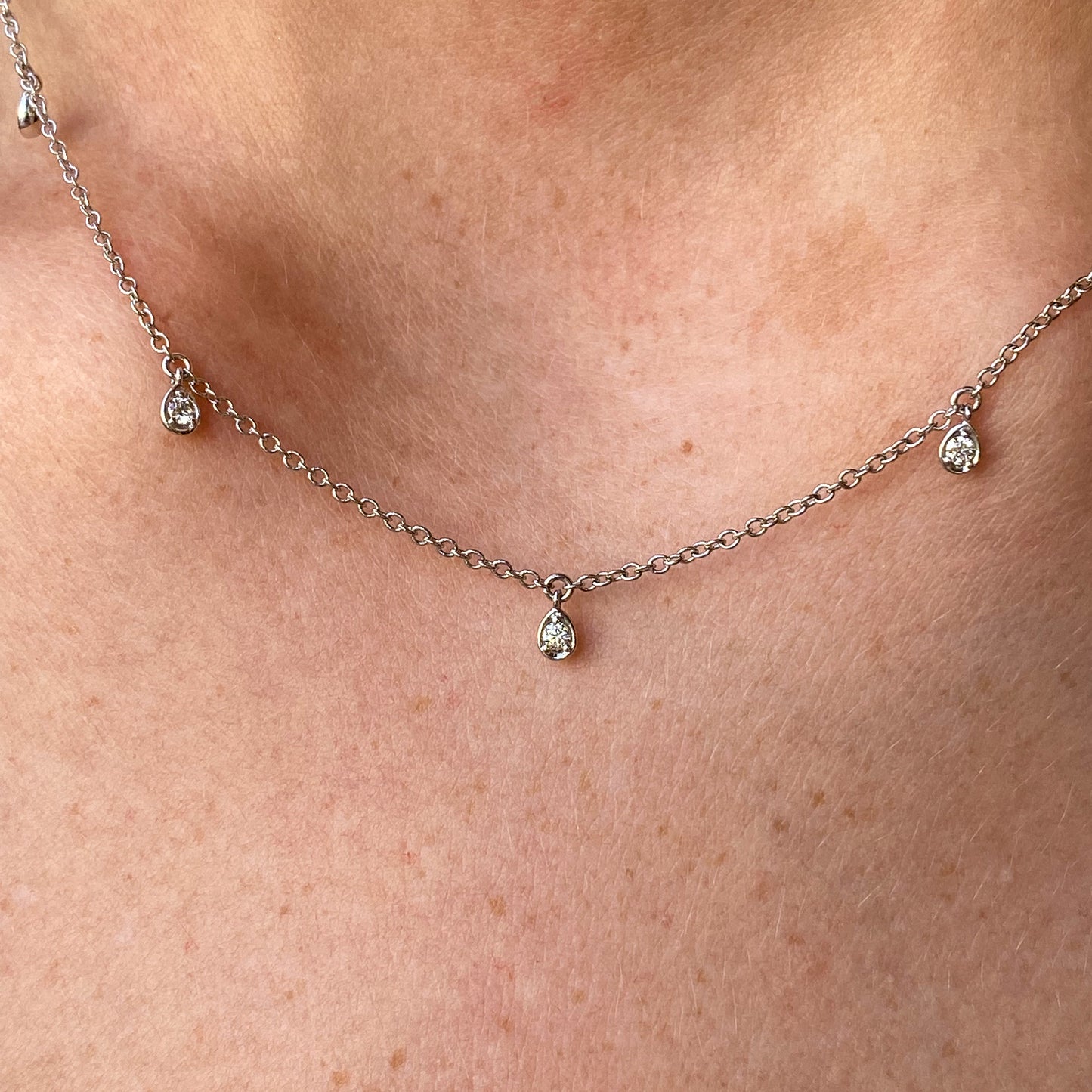 18ct White Gold Diamond Fringe Necklace | 0.17ct - John Ross Jewellers