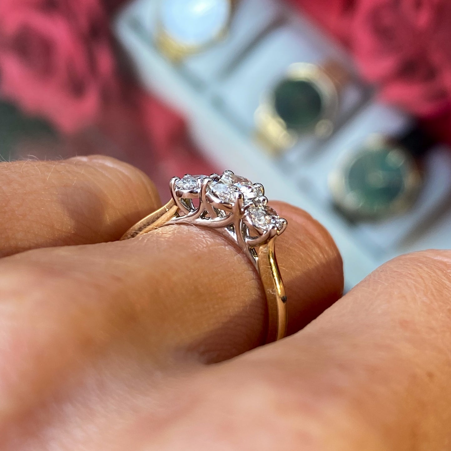 18ct Gold Oval Trilogy Diamond Engagement Ring | Certified - John Ross Jewellers