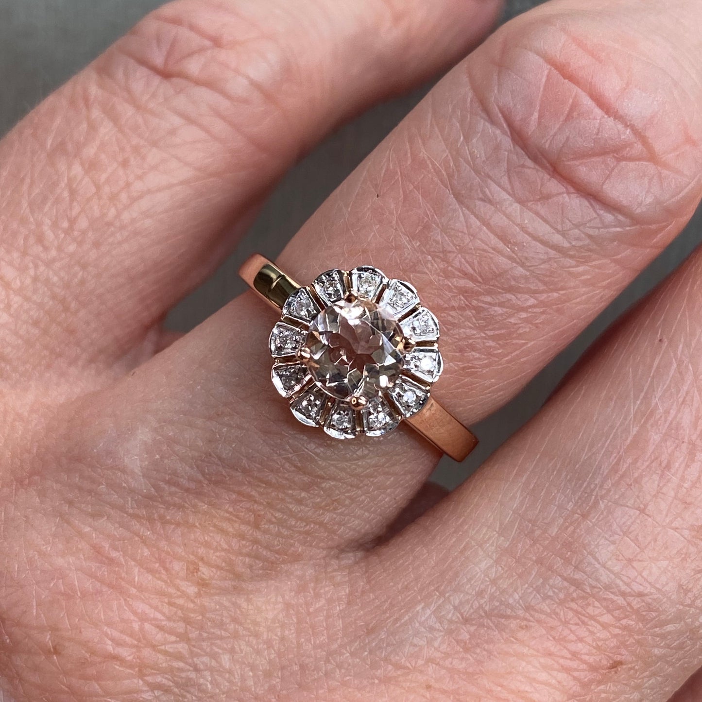 9ct Rose Gold Morganite & Diamond Ring - John Ross Jewellers