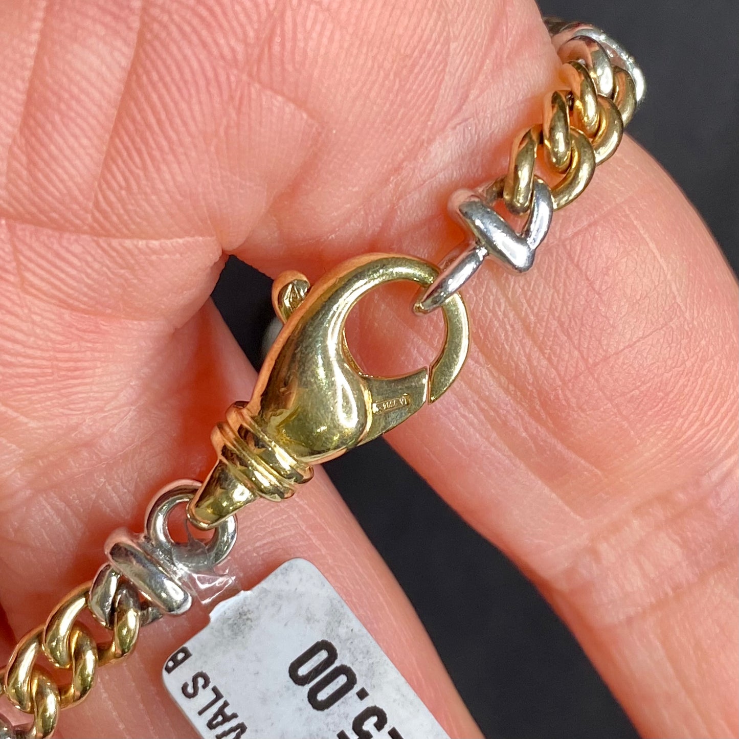 9ct Gold Two Tone Curb and Oval Link Bracelet - John Ross Jewellers