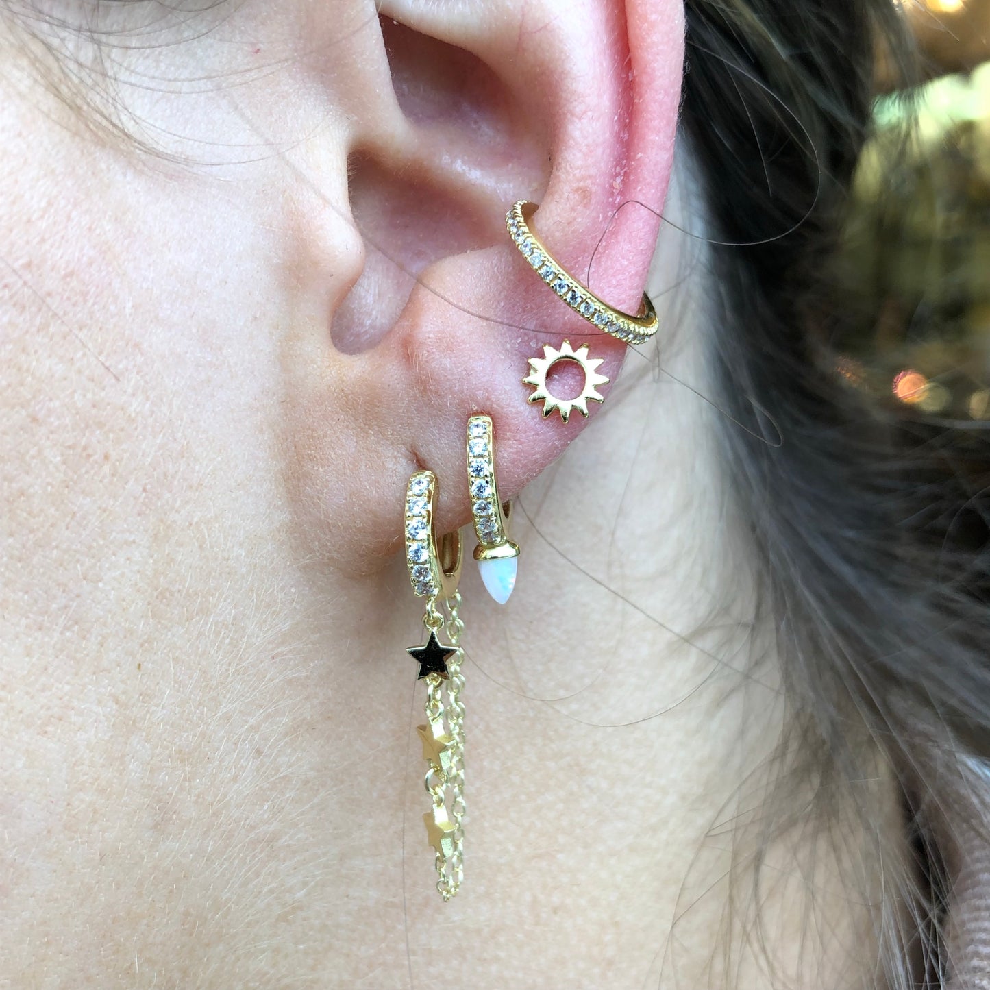 Ear Candy GP Opalique Bullet CZ Huggie Earring - John Ross Jewellers