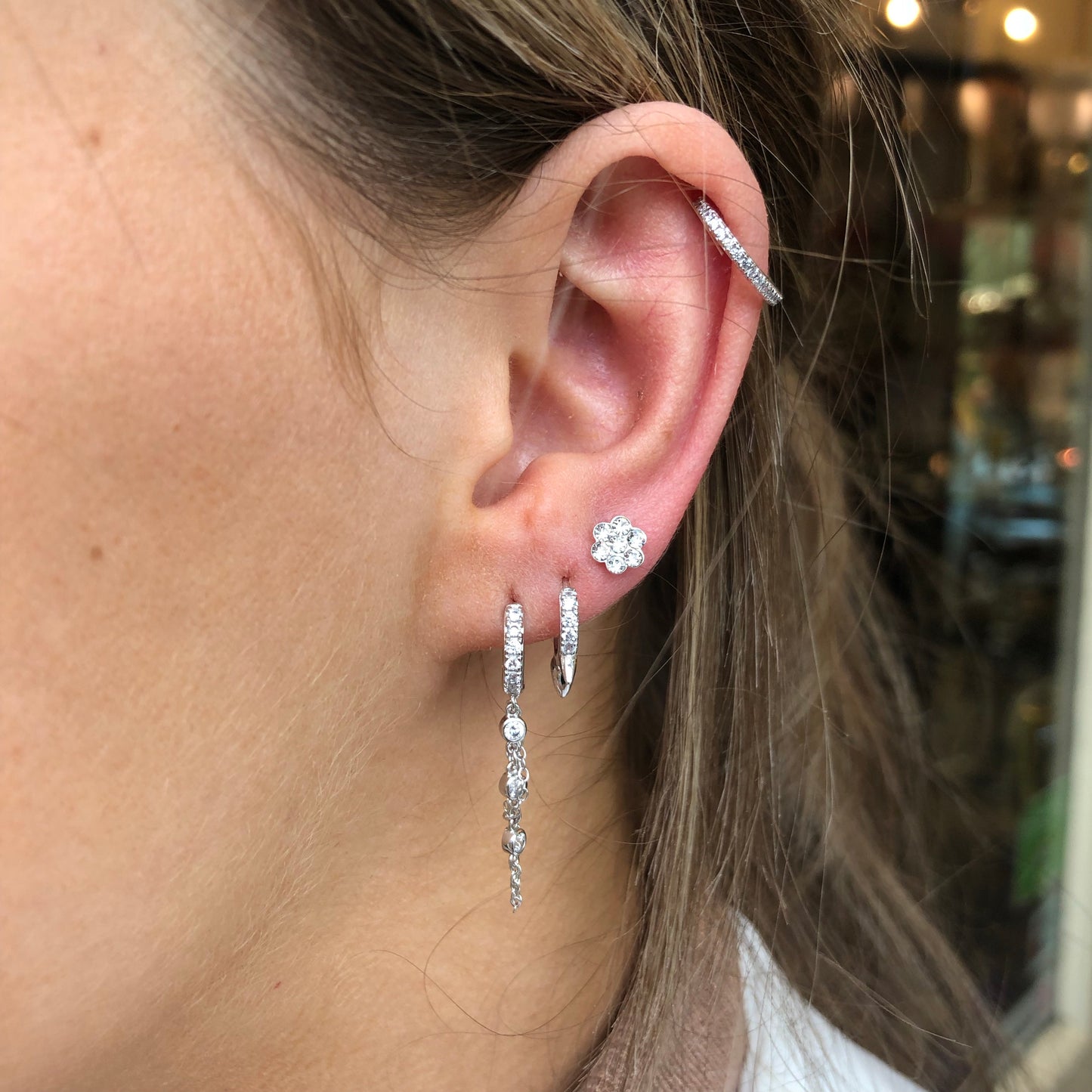 Ear Candy Three Bullet CZ Huggie Earring - John Ross Jewellers