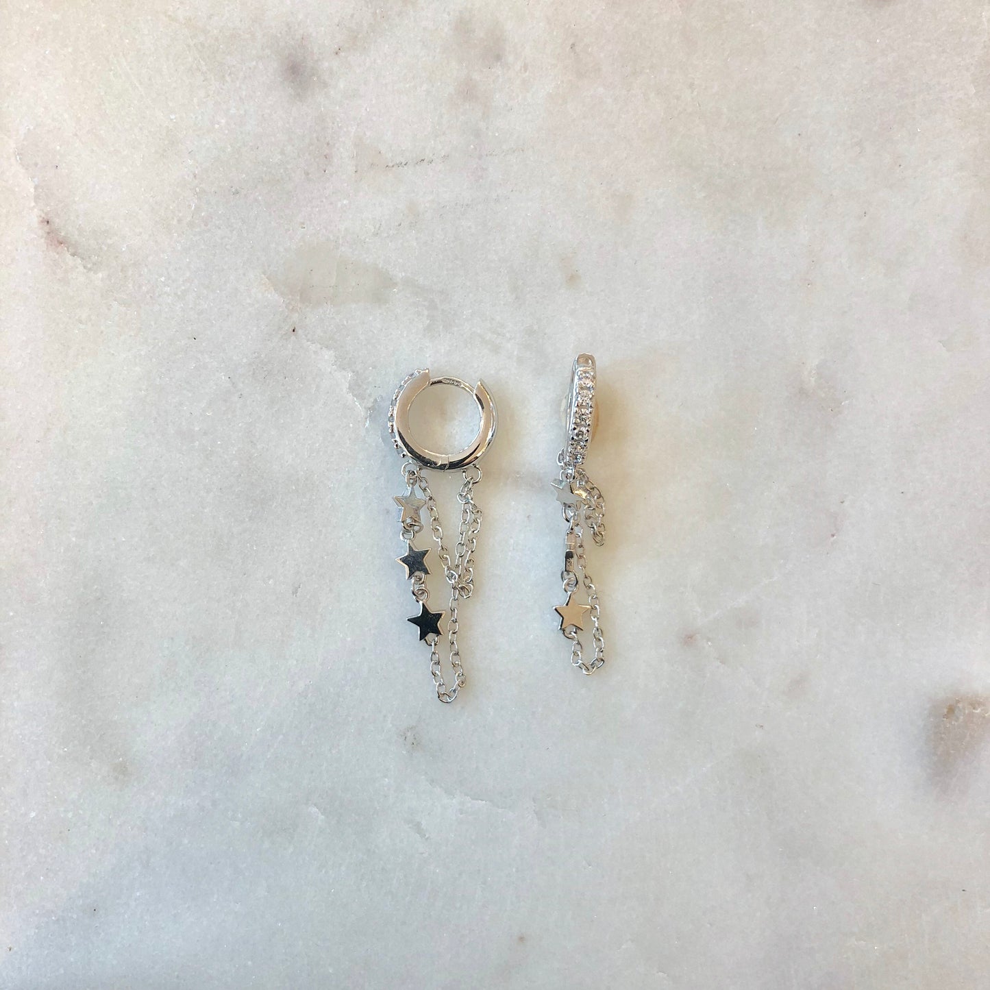 Ear Candy Star Chain CZ Huggie Earring - John Ross Jewellers